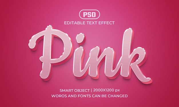 Effet De Texte 3d Modifiable Rose