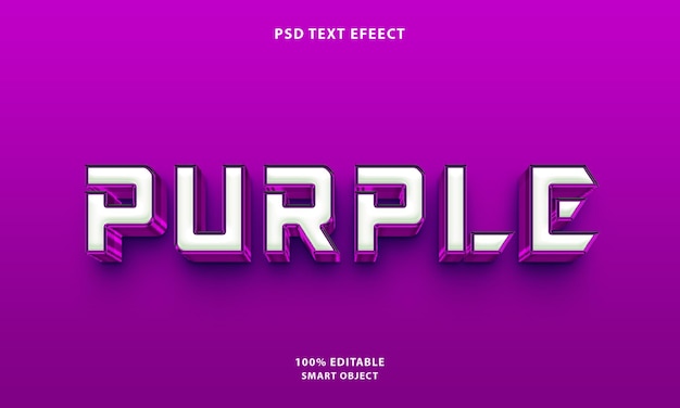 PSD effet de texte 3d modifiable en violet psd gratuit