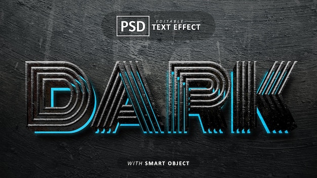 PSD effet de texte 3d noir modifiable
