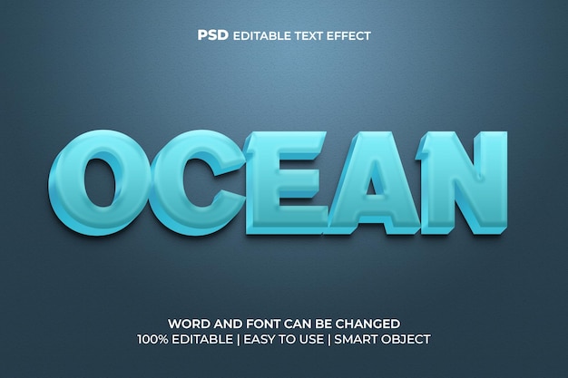 PSD effet de texte 3d océan