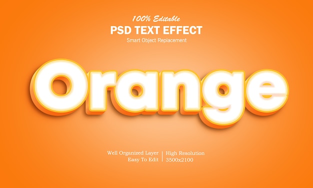 Effet de texte 3d orange