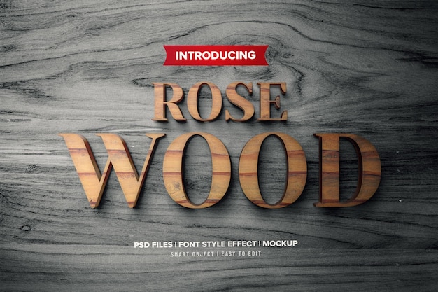 Effet de texte 3D premium en bois de rose