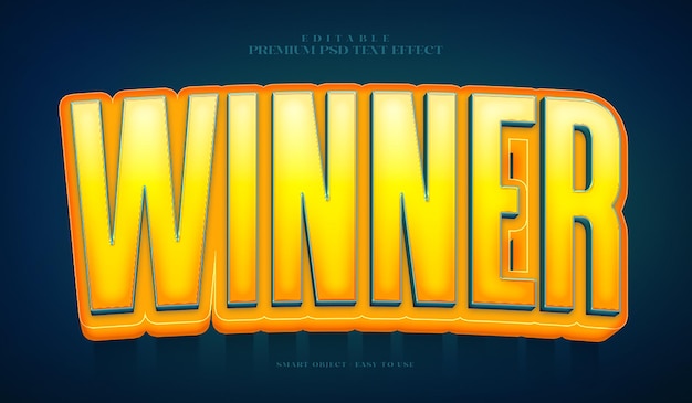 L'effet de texte 3D PSD premium éditable gagnant