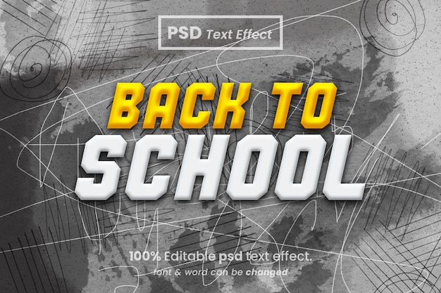 PSD effet de texte 3d de retour à l'école