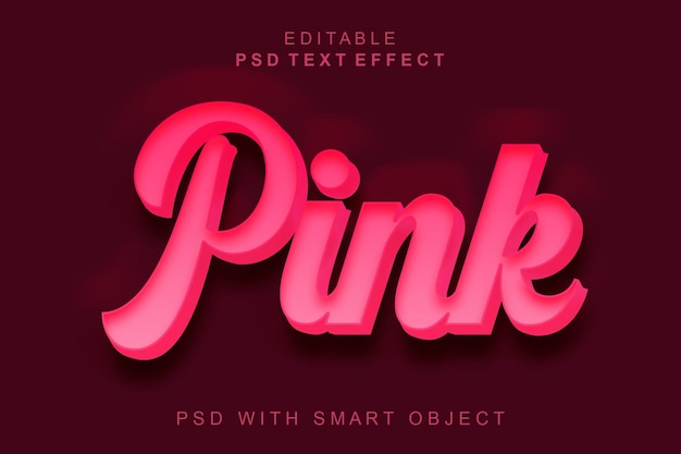 PSD effet de texte 3d rose