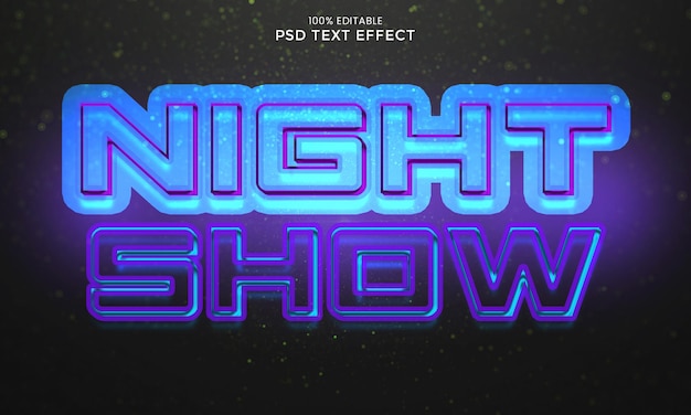 PSD effet de texte 3d de spectacle de nuit