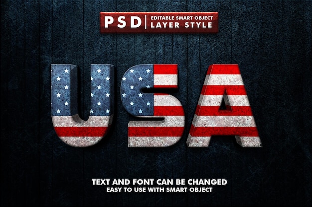 Effet de texte 3d USA premium psd