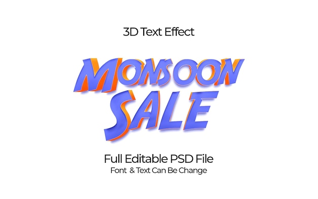 Effet de texte 3D de vente de mousson
