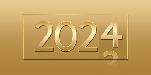 PSD l'effet de texte de l'année nouvelle 2024 or or de luxe fond 2024 fichier psd fond transparent