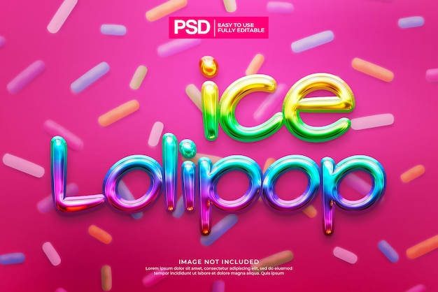 PSD effet de texte arc-en-ciel lolipop