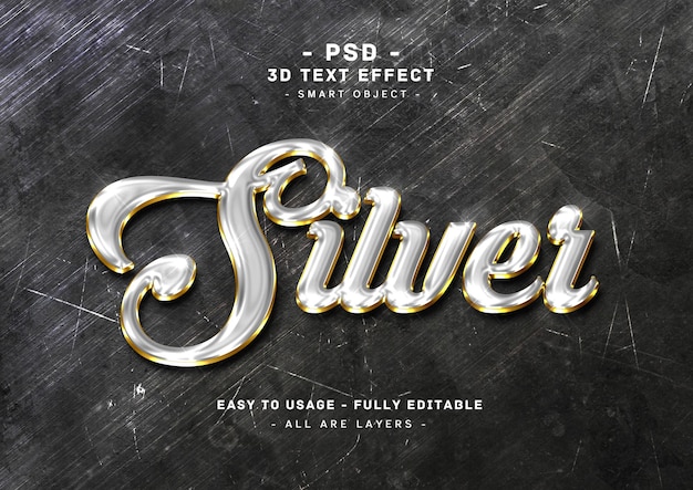 effet de texte en argent 3D