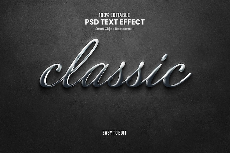 PSD effet de texte en argent classique psd