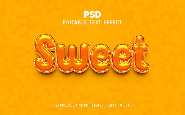 Effet de texte de ballon 3D sucré brillant