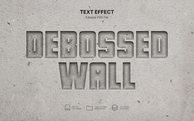 PSD effet de texte en béton gravé