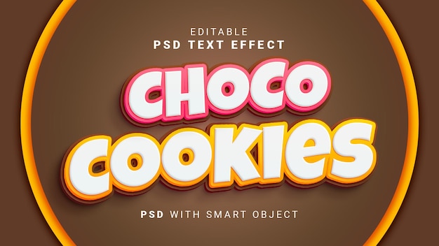 PSD effet de texte de biscuits au chocolat