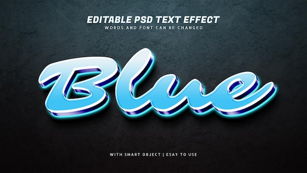 Effet de texte bleu 3d brillant modifiable