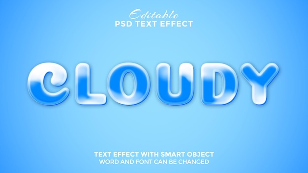 Effet De Texte Bleu Nuage 3d Modifiable