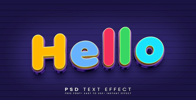 PSD effet de texte bonjour coloré