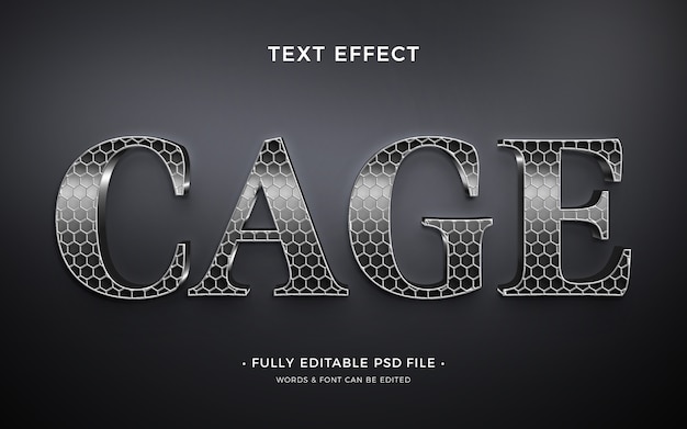 PSD effet de texte de cage