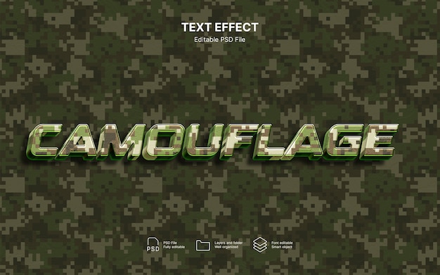 PSD effet de texte de camouflage