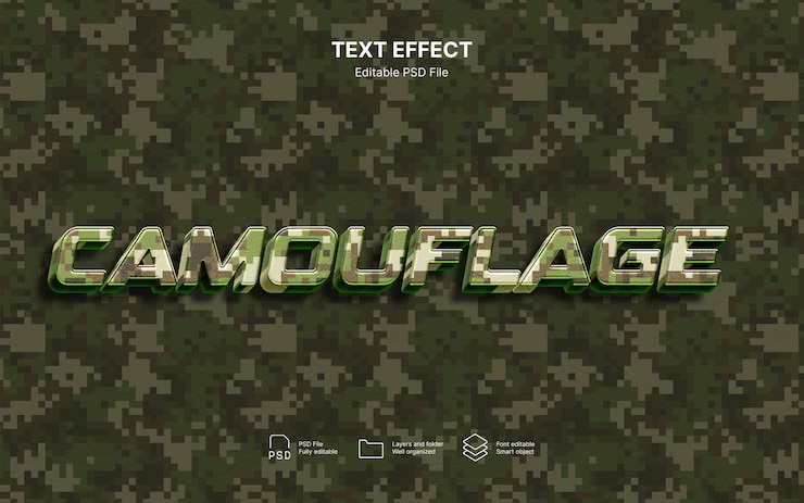 PSD effet de texte de camouflage