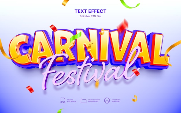 PSD effet de texte de carnaval