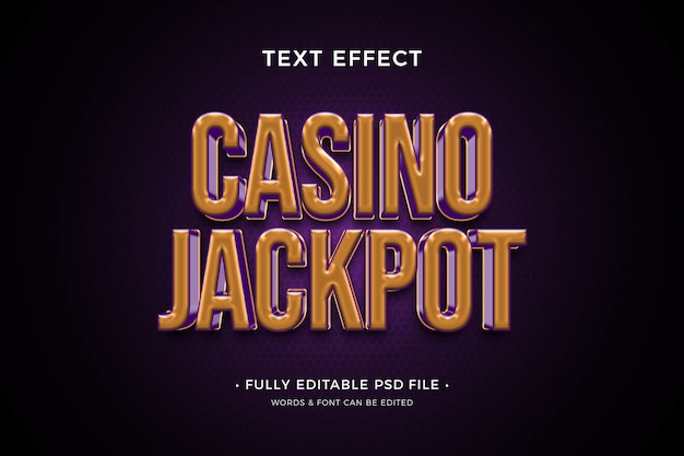 PSD effet de texte de casino et de jeu