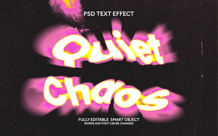 PSD effet de texte de chaos silencieux