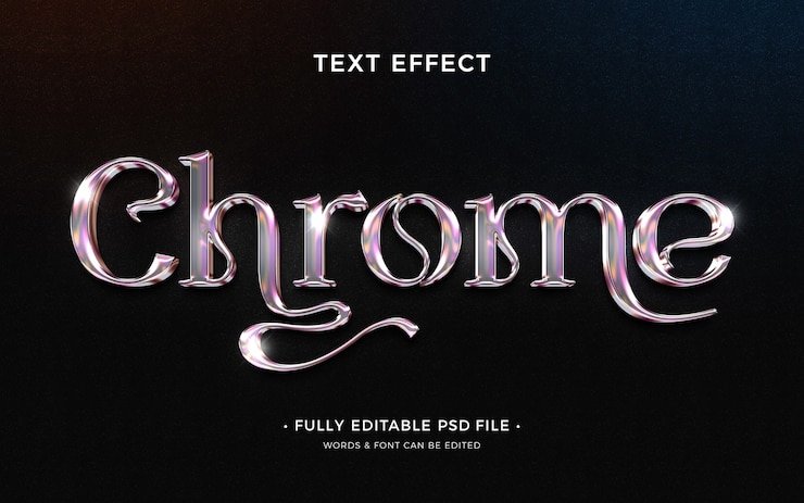 PSD effet de texte chrome