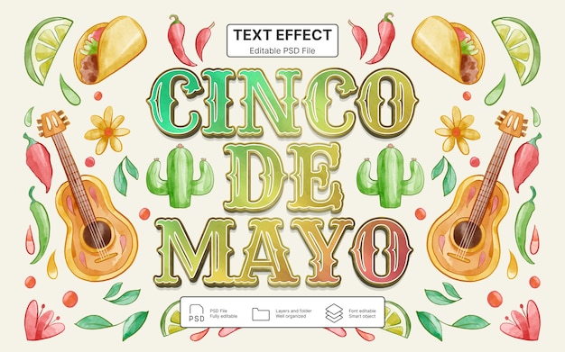 PSD effet de texte cinco de mayo