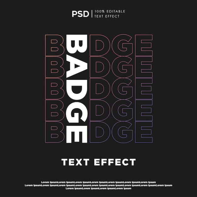 PSD effet de texte de clonage de badge psd entièrement modifiable