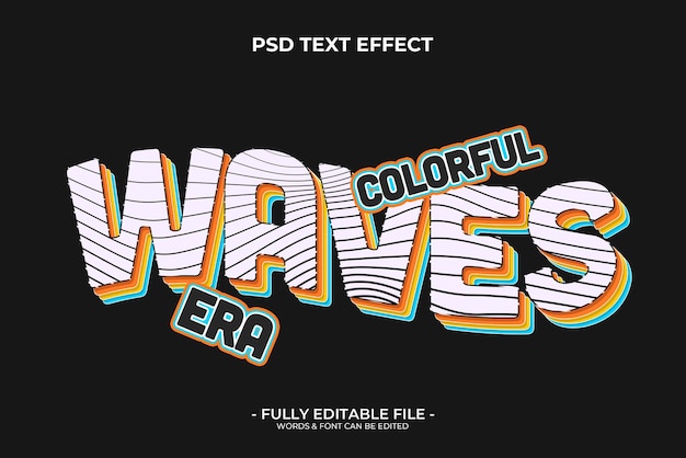 PSD effet de texte coloré de vagues