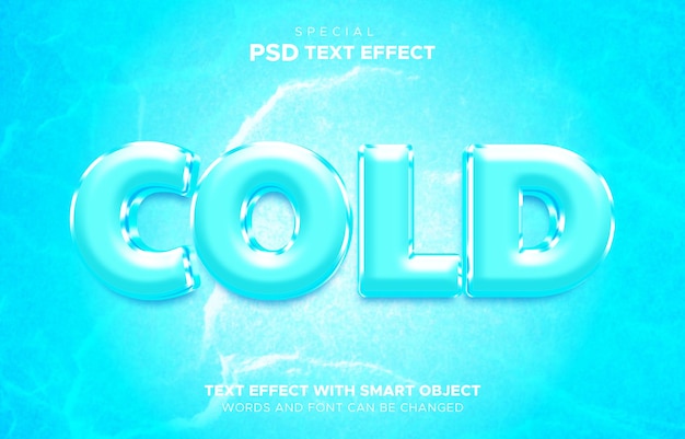 PSD effet de texte de couleur bleu glace froide