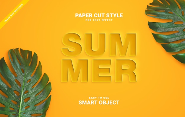 Effet de texte coupé en papier d'été