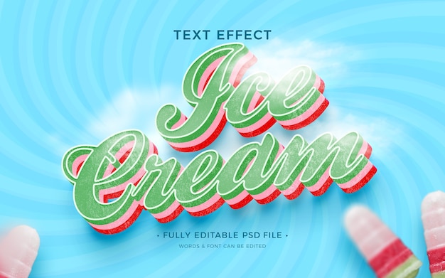 PSD effet de texte de crème glacée