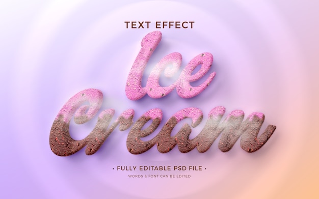 PSD effet de texte de crème glacée