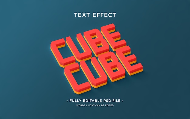 PSD effet de texte cube