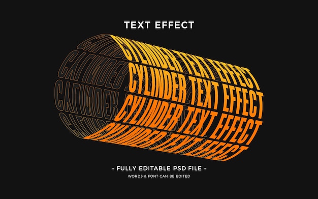 PSD effet de texte cylindrique