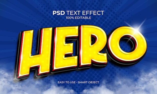 Effet de texte de dessin animé de héros