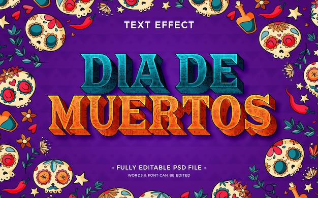 PSD effet de texte dia de muertos