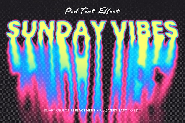 effet de texte dimanche vibes psd
