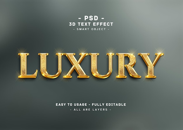 PSD effet de texte doré 3d de luxe