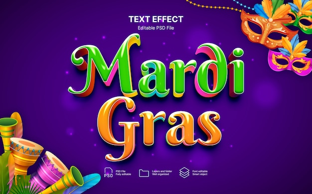 PSD effet de texte du mardi gras