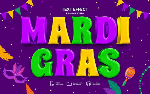 PSD effet de texte du mardi gras