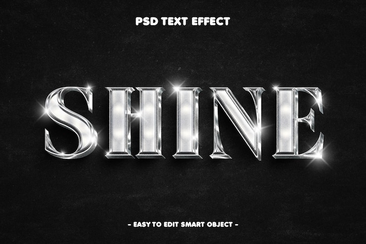 PSD effet de texte à l'éclat métallique style de texte chrome et argent éditable