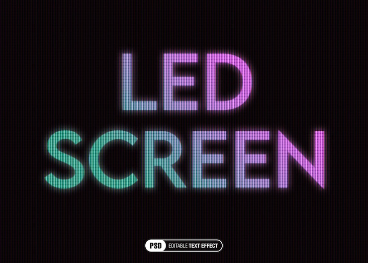 PSD effet de texte sur l'écran led