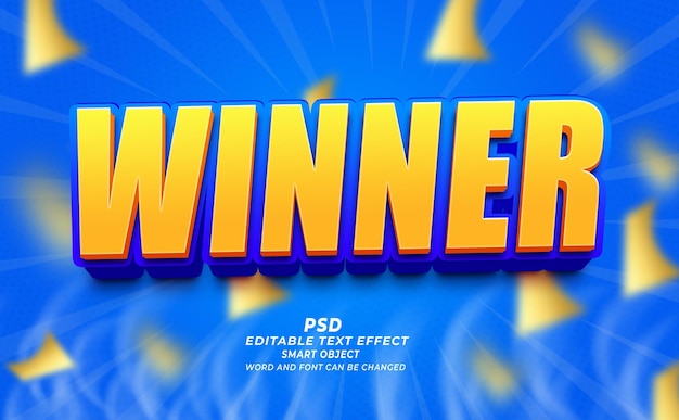 L'effet de texte éditable PSD 3D gagnant