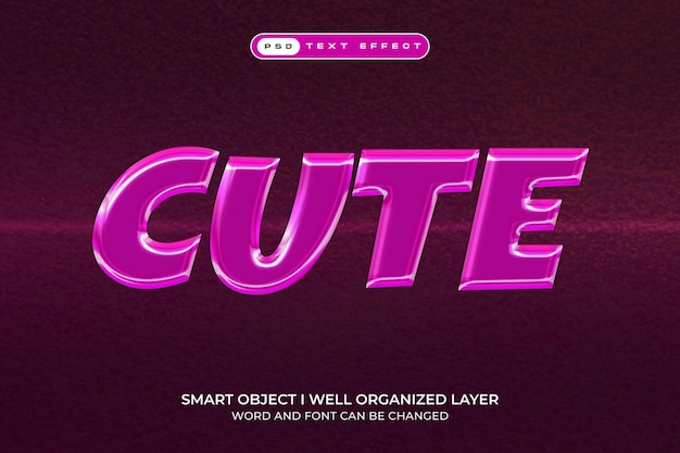 Effet de texte éditable rose brillant et mignon