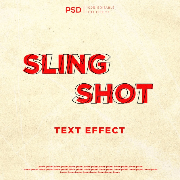 PSD effet de texte entièrement modifiable psd sling shot