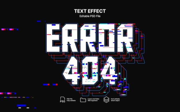 effet de texte d'erreur 404